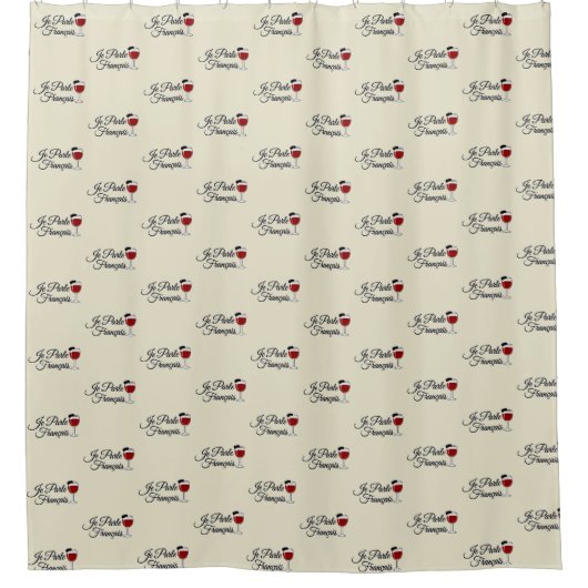 Je Parle Francais spreek ik de Franse baret van Douchegordijn (Voorkant)