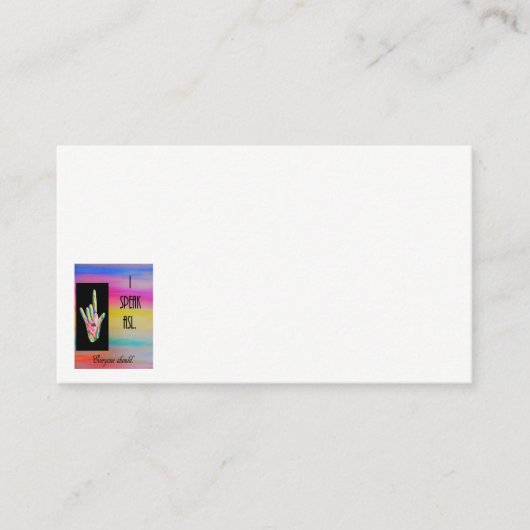 Je parle le carte de visite d'ASL (Devant)