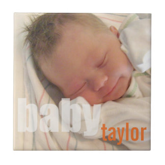 Je pasgeboren baby unisex foto keepomwille oranje tegeltje