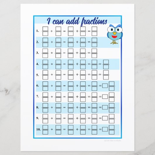 Je peux ajouter et soustraire des fractions Modèle (Devant)