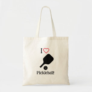 Je ❤️ Pickleball en sac fourre-tout noir, blanc et