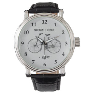 Je plus fiets staat gelijk aan Happy Pinstripe Whi Horloge