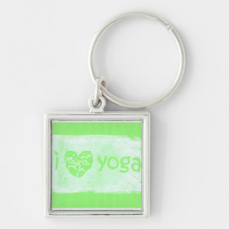 "je porte-clés de yoga de coeur" en vert