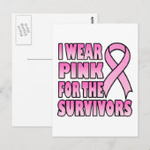 Je porte le rose pour la carte postale des surviva (Devant / Derrière)