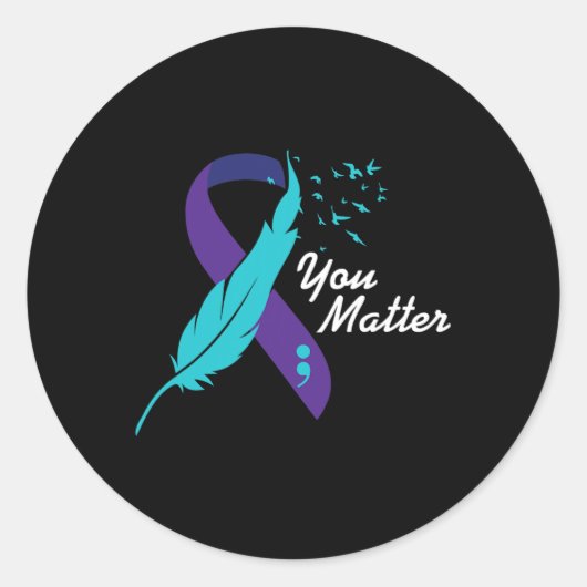 Je Probleem Ribbon Suicide Awareness Geestelijke G Ronde Sticker (Voorkant)