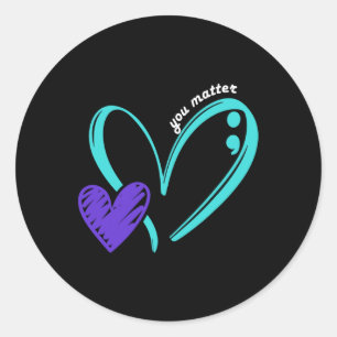 Je probleem zelfmoordpreventie bewustzijn Blauwgro Ronde Sticker