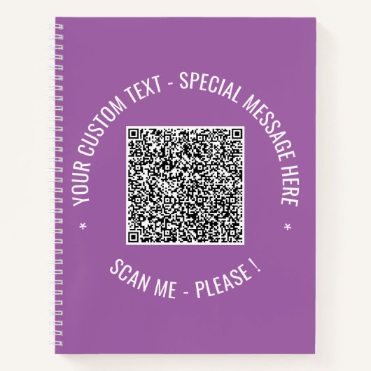Je QR-code Aangepaste Tekst Notitieboek Sjabloon (Voorkant)