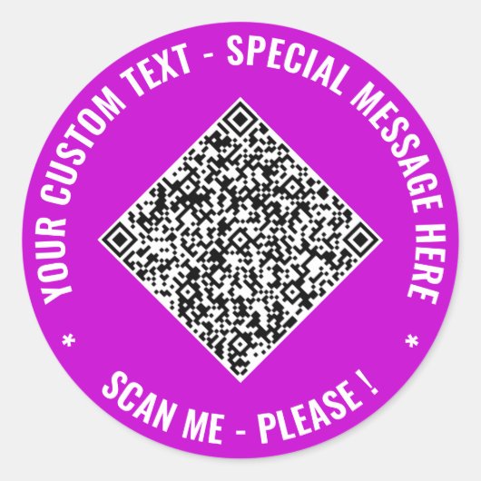 Je QR-code en stickers met aangepaste tekst Voorbe (Voorkant)