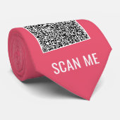 Je QR-code scan info aangepaste tekstkleuren strop Stropdas (Opgerold)
