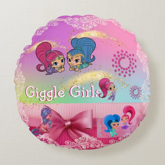 Je rêve de Jeannie Giggle Girls Coussin rond (Devant)