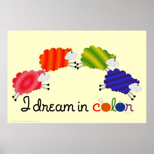 Je rêve en affiche de moutons de couleur