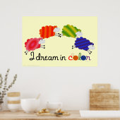 Je Rêve En Moutons De Couleur Poster (Cuisine)