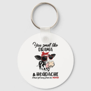 Je rookt als Drama en een hoofdpijn Koe Heifer Sun Sleutelhanger