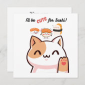 Je serai mignon pour sushi - invitation de la fête (Devant / Derrière)