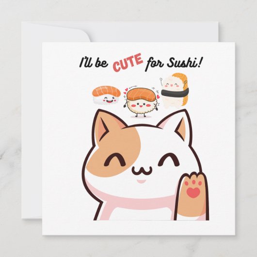 Je serai mignon pour sushi - invitation de la fête (Devant)