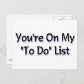Je staat op mijn lijst "Te doen" Briefkaart (Voorkant / Achterkant)