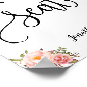 Je stoel wacht op de trouwreceptie roze floral poster (Hoek)