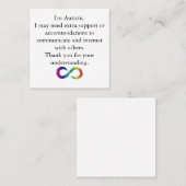 "Je suis autistique" - Carte de communication (Devant / Derrière)