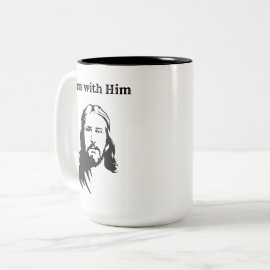 Je suis avec lui (Jésus) Mug à café à deux tons (Devant gauche)
