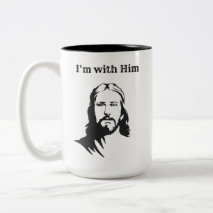Je suis avec lui (Jésus) Mug à café à deux tons