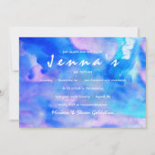 Je Suis BLUE WATERCOLOR Bat mitzvah Invitation (Devant)