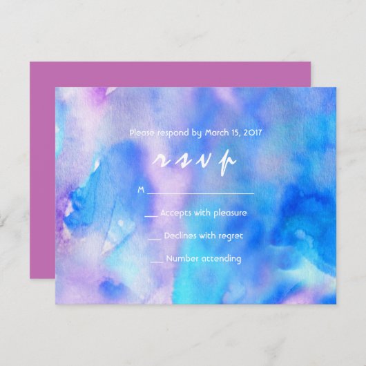 Je Suis BLUE WATERCOLOR Bat mitzvah Invitation (Devant / Derrière)