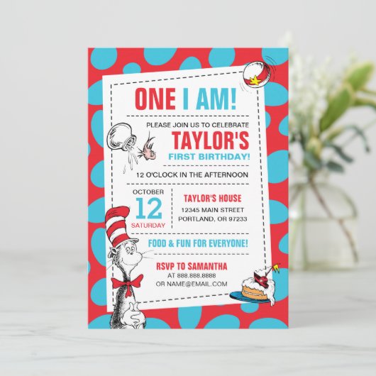 Je suis | Chat dans le Casquette Invitation d'anni (Debout devant)