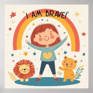 Je Suis Courageux - Poster d'Affirmation Enfants