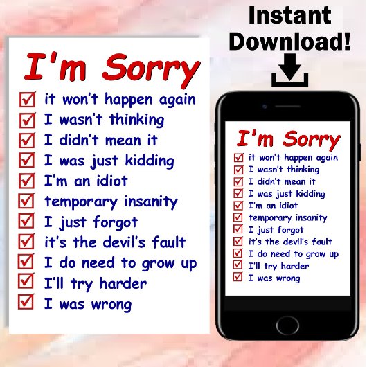 "Je suis désolé" avec Great Excuses! Carte de corr