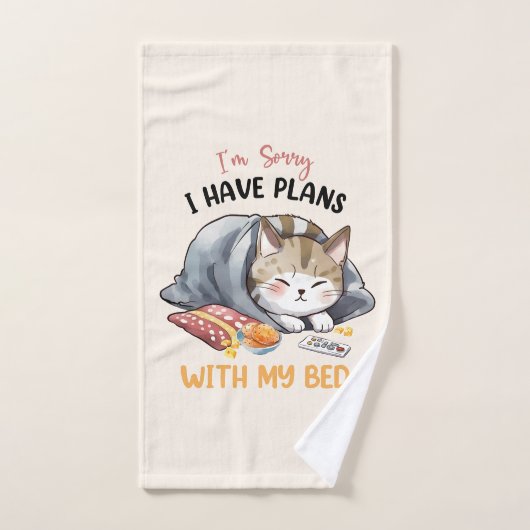 Je suis désolé, j'ai des plans avec mon lit - Chat (Serviette à main)