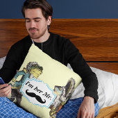 Je suis elle M. Mustard Jaune Mustache Coussin flo