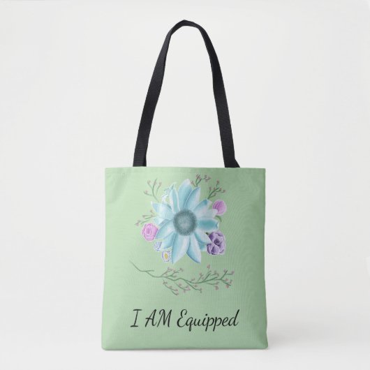 Je suis équipé sac à fleurs vert menthe (Devant)