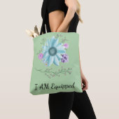 Je suis équipé sac à fleurs vert menthe (De près)