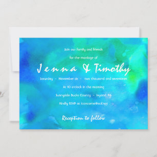 JE SUIS Faire-part de mariage AQUA WATERCOLOR