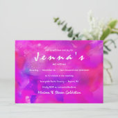 Je suis FUSHIA WATERCOLOR Bat mitzvah Invitation (Debout devant)