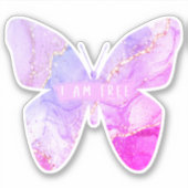 Je Suis Gratuit Sticker Papillon En Marbre Rose Vi (Devant)