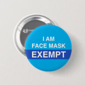 Je Suis Masque Visage Exempté Bouton Pin Badge (Devant & derrière)