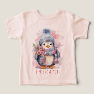 Je suis Neige Mignonne Aquarelle hiver Pingouin de