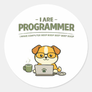 Je Suis Programmeur Drôle Autocollant Rond Classiq