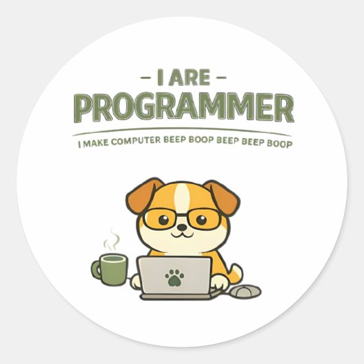 Je Suis Programmeur Drôle Autocollant Rond Classiq (Devant)