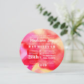 Je SUIS RED WATERCOLOR Bat mitzvah Invitation (Debout devant)