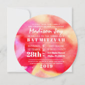 Je SUIS RED WATERCOLOR Bat mitzvah Invitation (Devant)