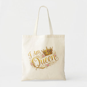 Je Suis Reine Couronne Dorée Design Floral Sacs