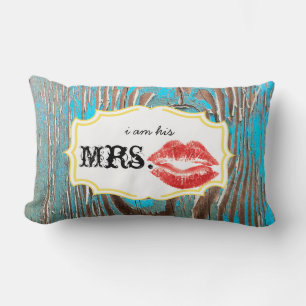 Je suis son Coussin Mme Red Lips Old Barn Wood Aqu