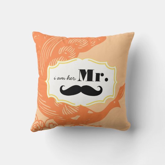 Je suis Son Coussin Mustache Peach Peacock (Verso)