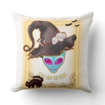 : "JE SUIS UN ALIEN" Coussin de lancer Halloween