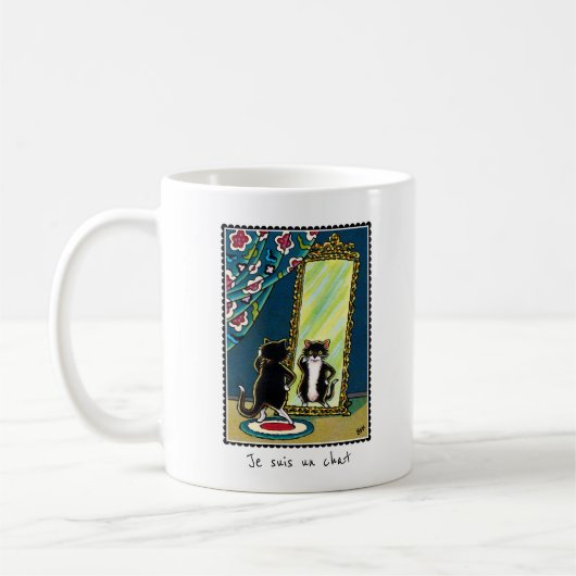 "Je suis un chat" Custom Kitty Cat Schattigee Mok (Links)