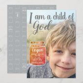 Je suis un enfant de dieu Invitation Baptême Perso (Devant / Derrière)