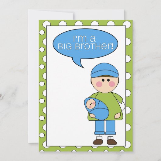 je suis un grand frère (bébé garçon) faire-part (Devant)