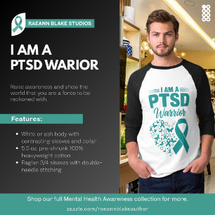 Je suis un guerrier PTSD T-shirt à manches 3/4